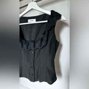NWOT Danielle Guizio Paloma Lace Top - Black Size XS